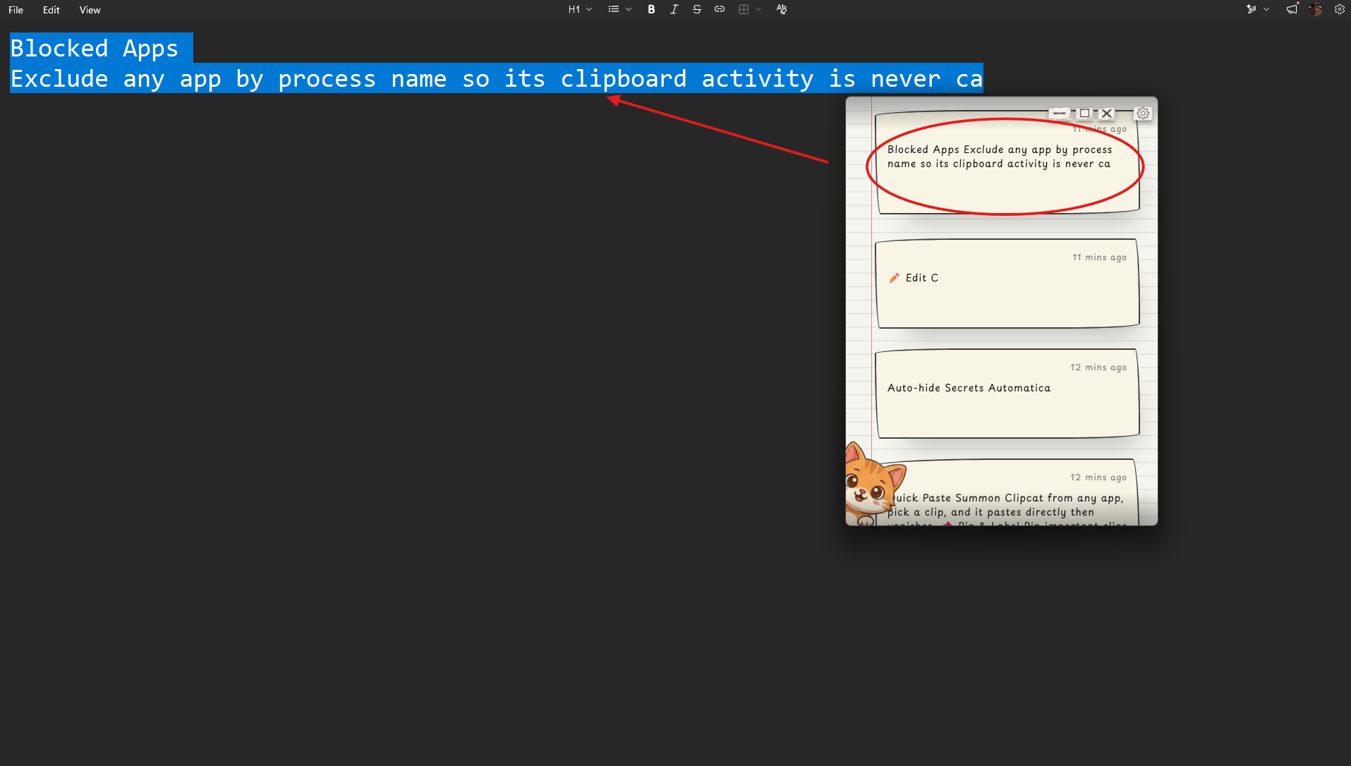 Clipcat auto-capture list